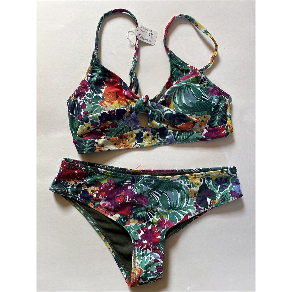 NWOT JAMS WORLD Hawaii Swimsuit  Bikini Top Bottom 2 Piece Floral XS